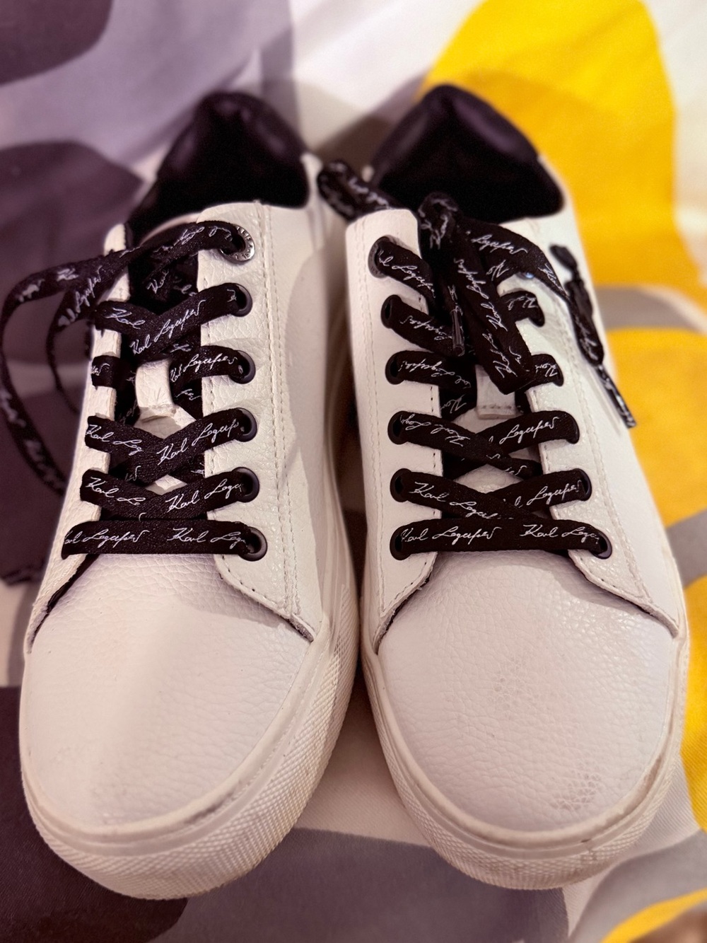 Karl Lagerfeld White Sneakers with Black Logo Laces